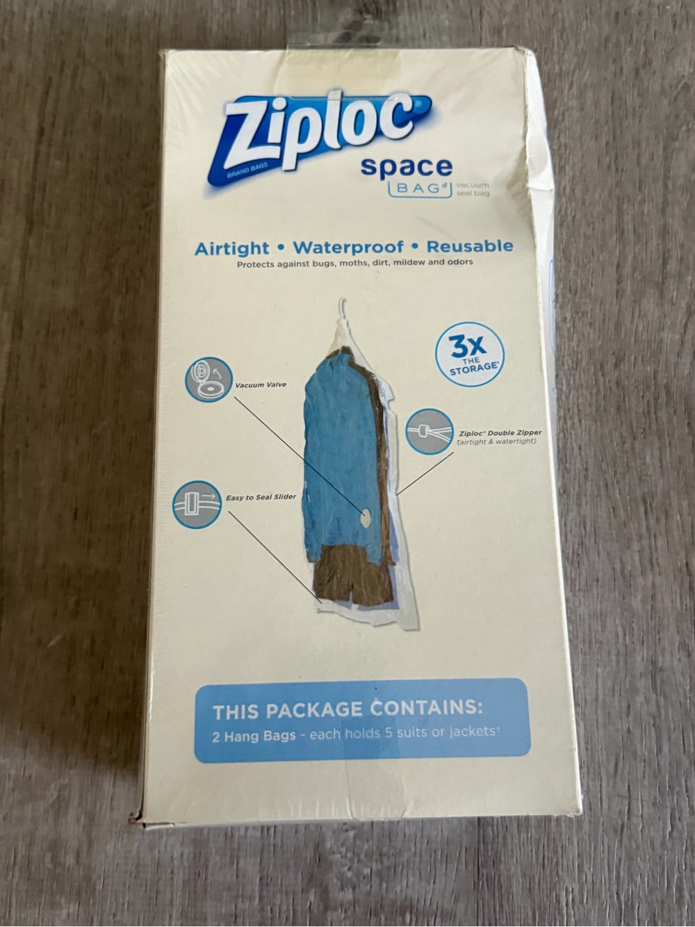 Ziploc Space Bag Hang Vacuum Seal Garment Bags - Blue - Picture 2 of 3